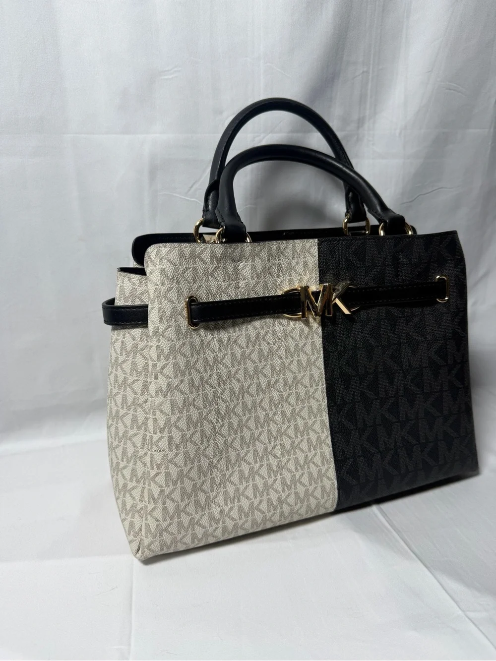 Michael Kors Black & Cream Signature Two-Tone Satchel
